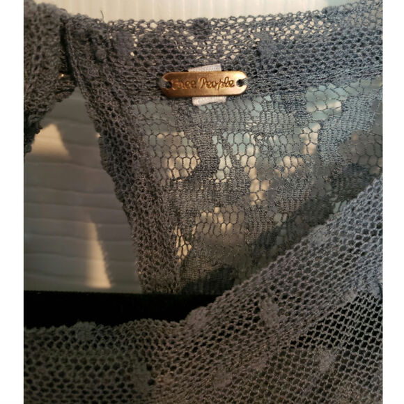 Free People Lace High Neck Crop Top XS No size Tag Dark Sage Green - Picture 5 of 9